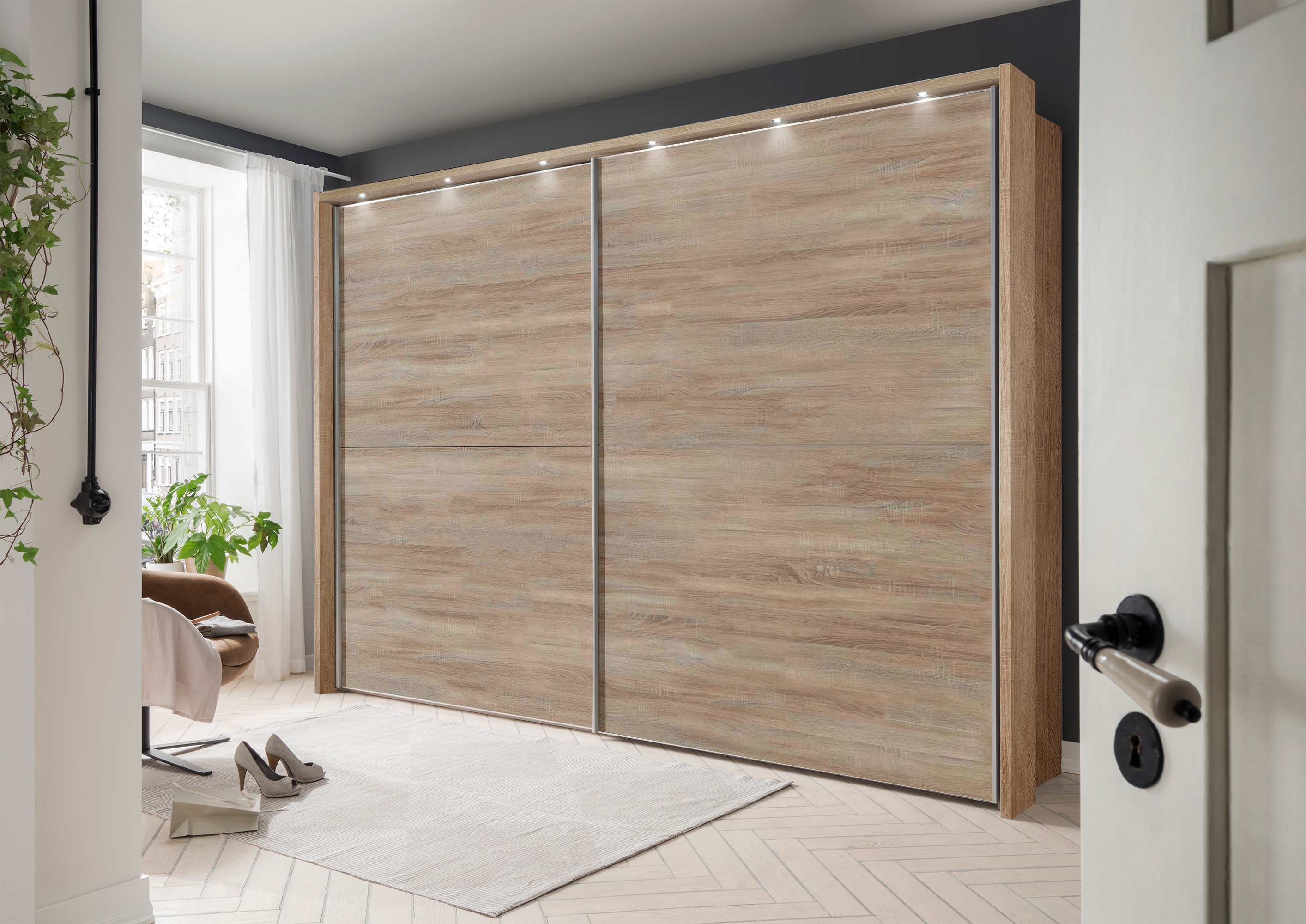 Bermuda Sliding Wardrobe Rustic Oak 300cm