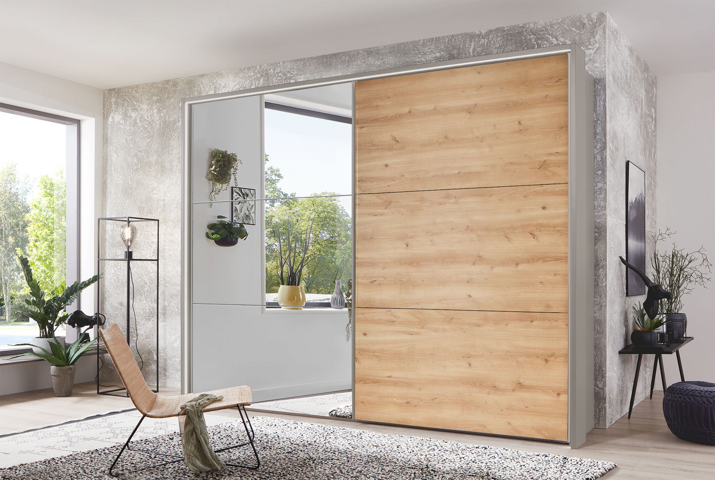 Kadiz Sliding Wardrobe Bianco Oak 250 cm