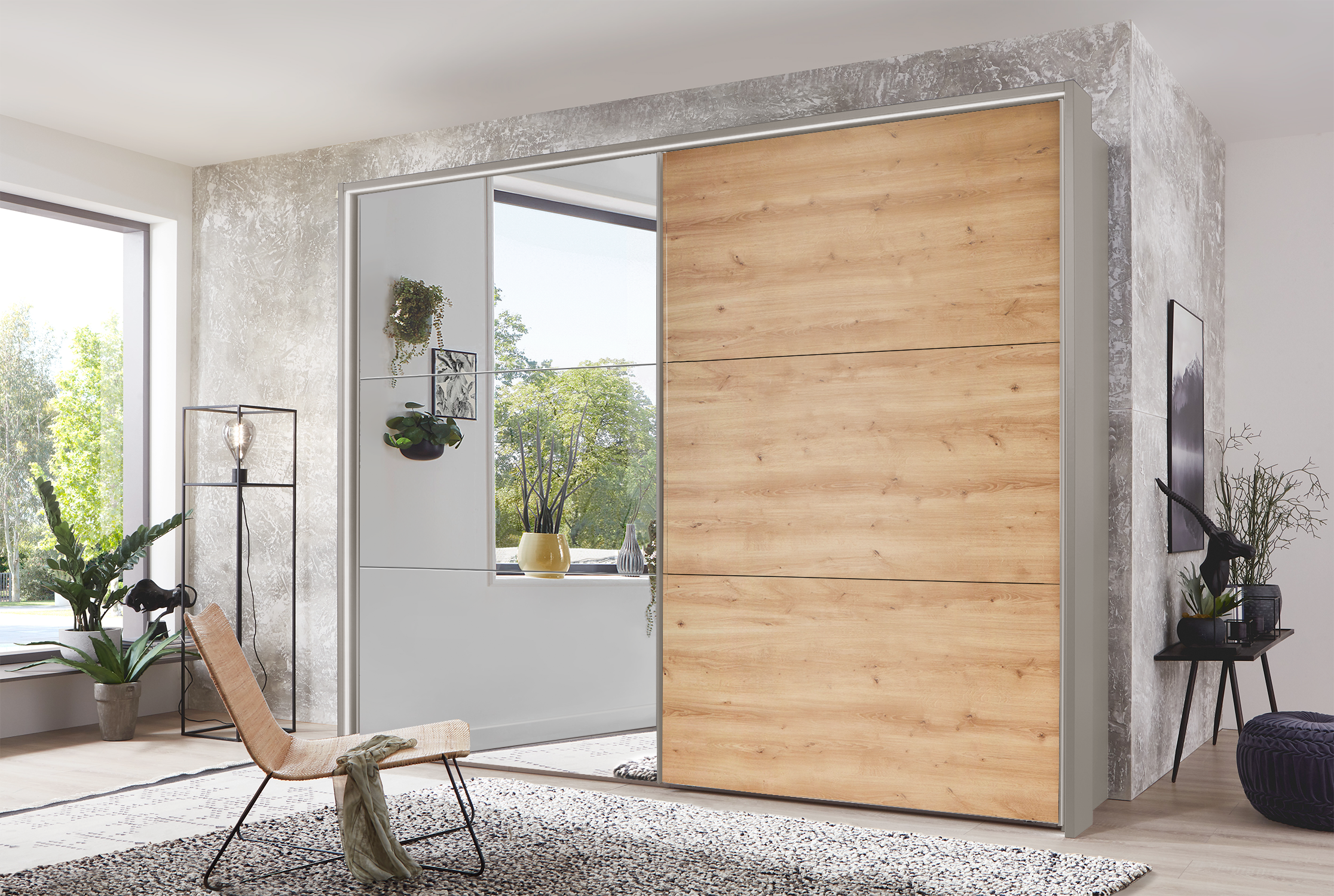 Kadiz Sliding Wardrobe Bianco Oak 300 cm