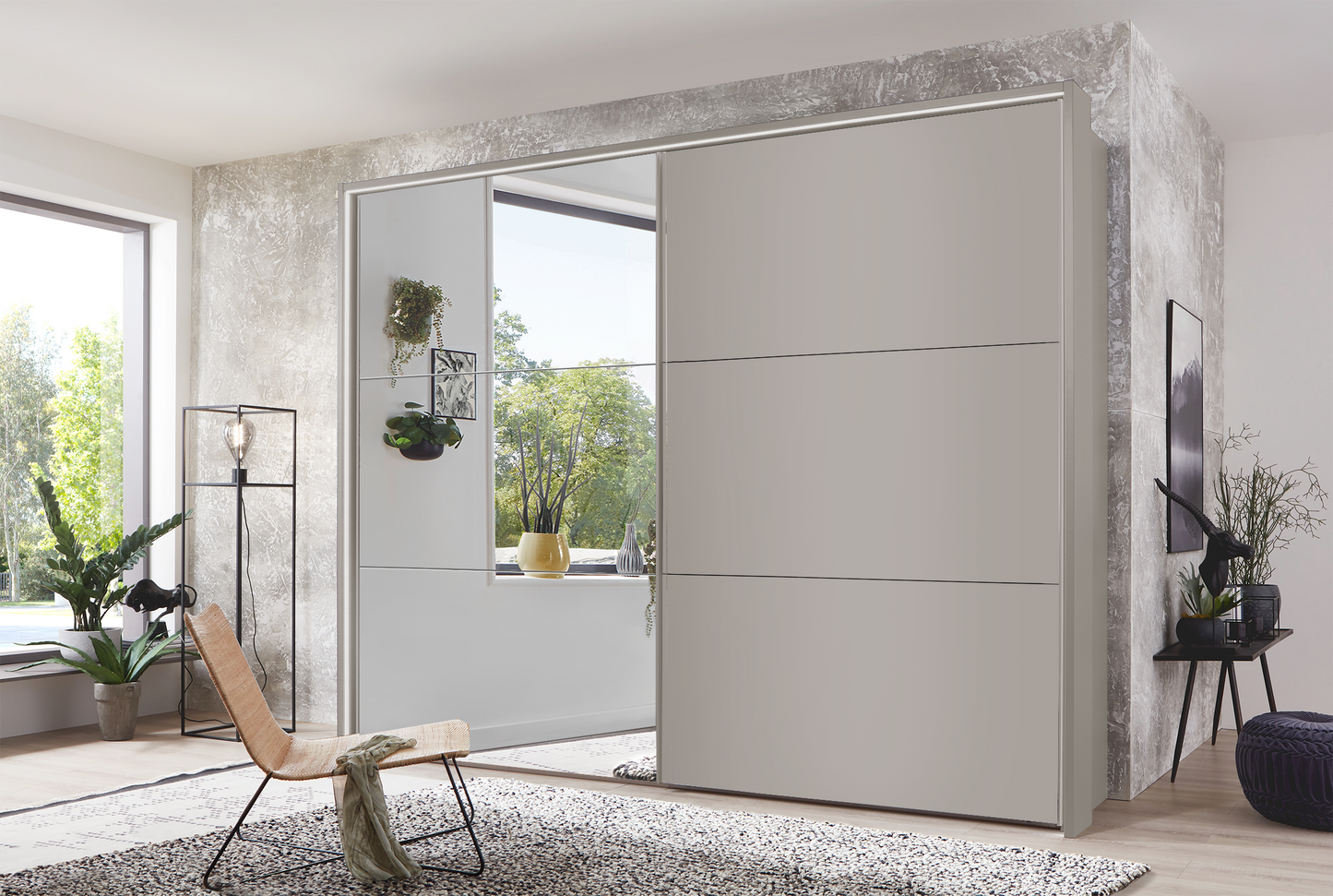 Kadiz Sliding Wardrobe Pebble Grey 200 cm