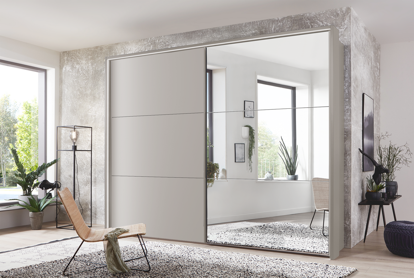 Kadiz Sliding Wardrobe Pebble Grey 200 cm