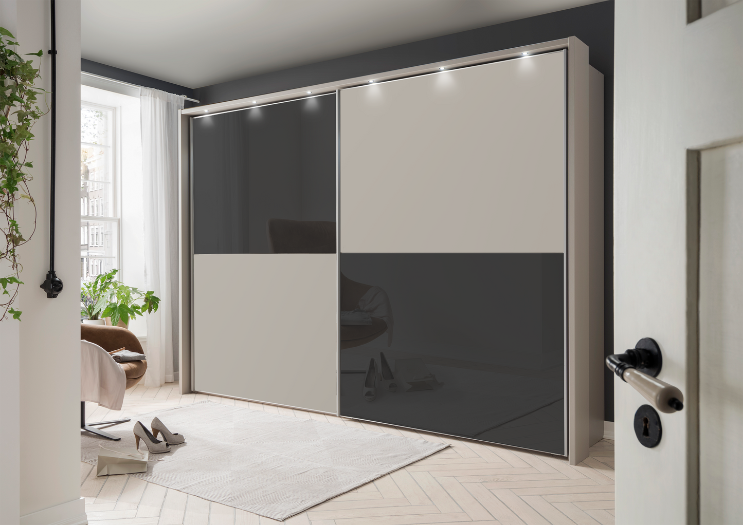 Bermuda II Sliding Wardrobe Glass Graphite 300cm