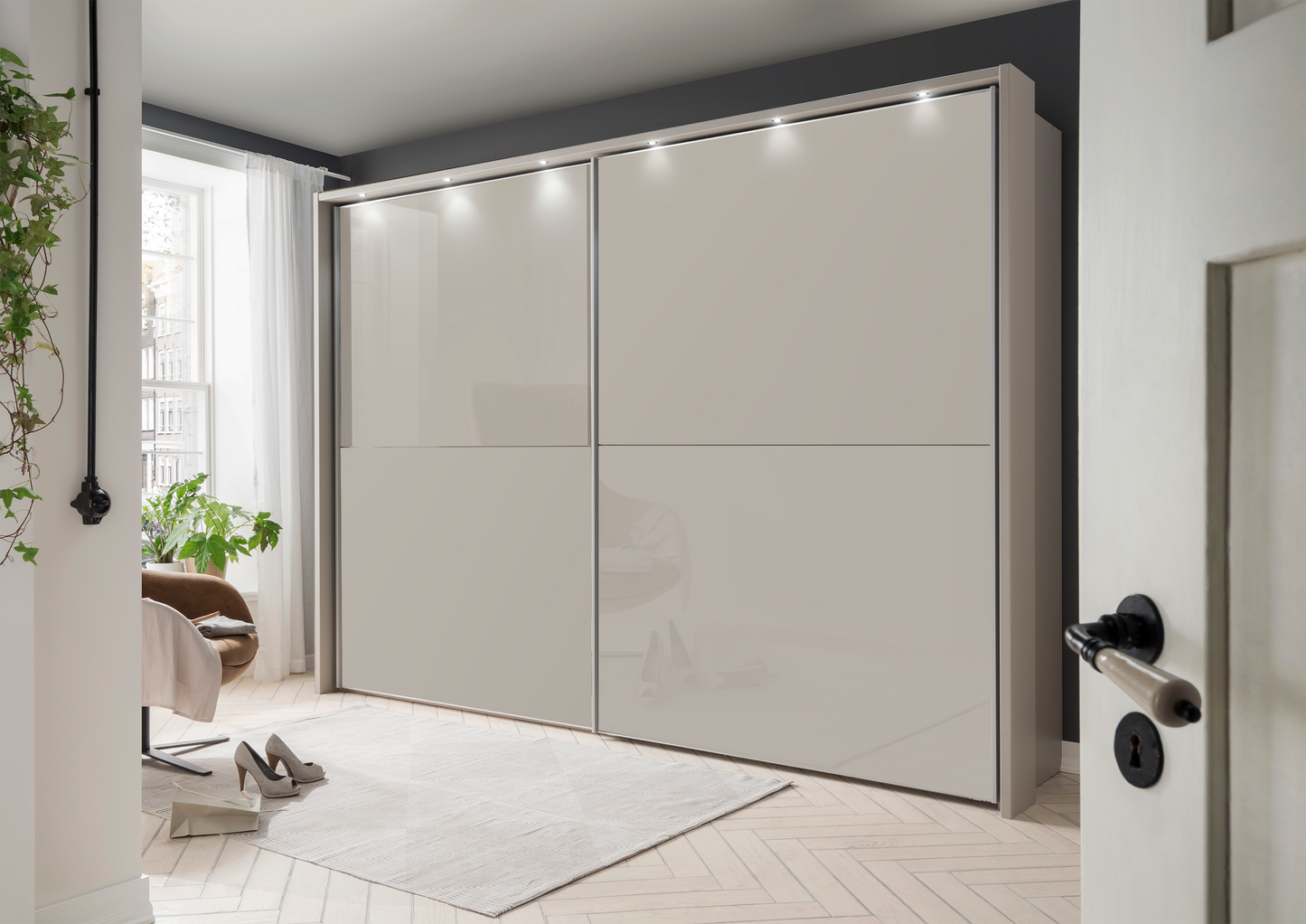 Bermuda II Sliding Wardrobe Glass Pebble Grey 250cm