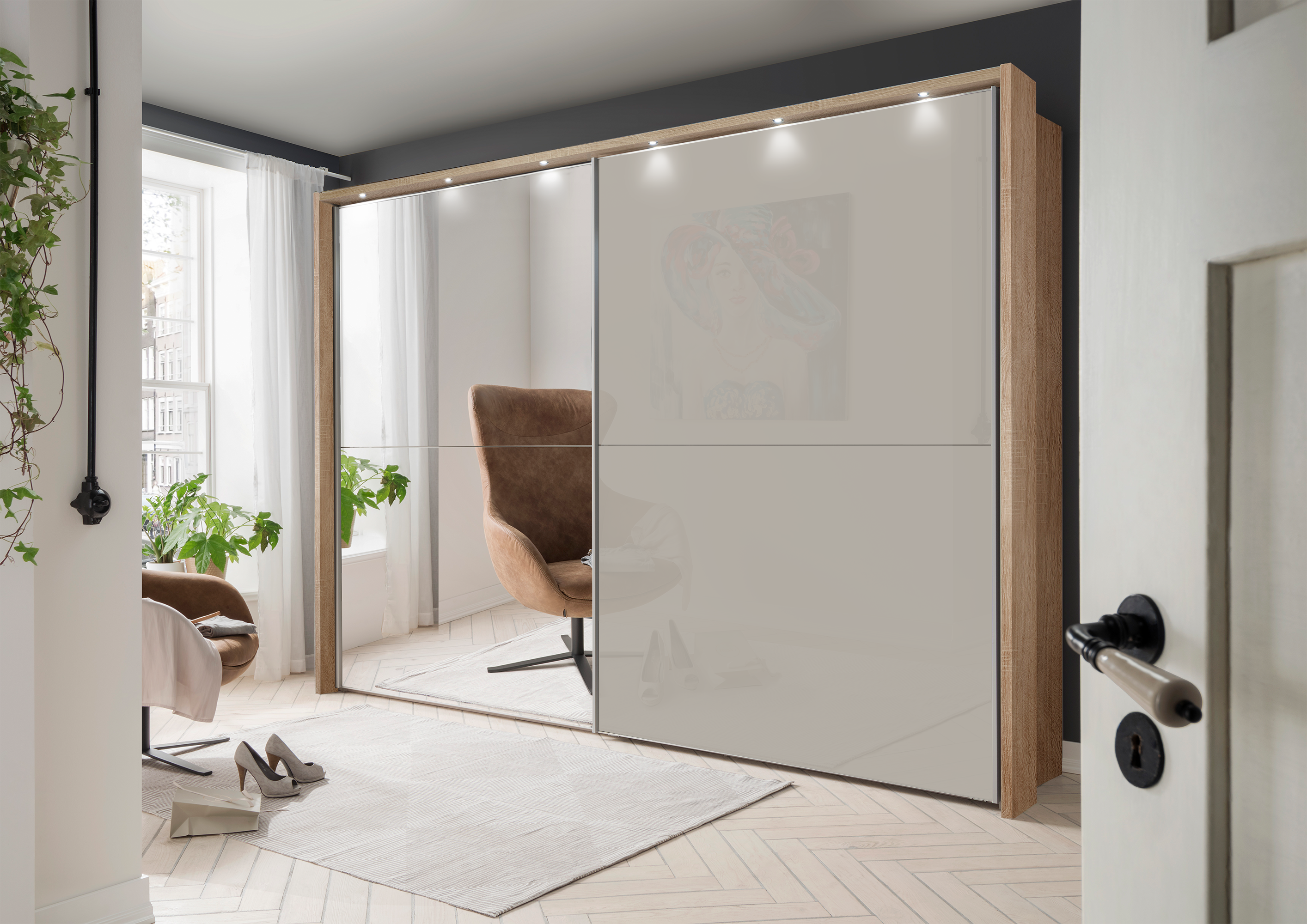 Bermuda Sliding Wardrobe Glass Pebble Grey 200cm