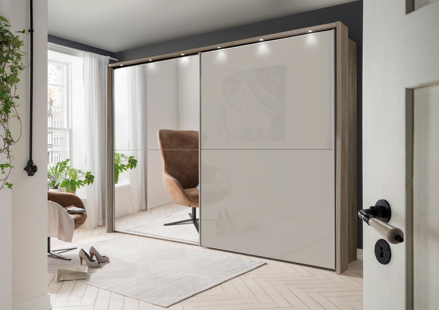 Bermuda Sliding Wardrobe Glass Pebble Grey 200cm