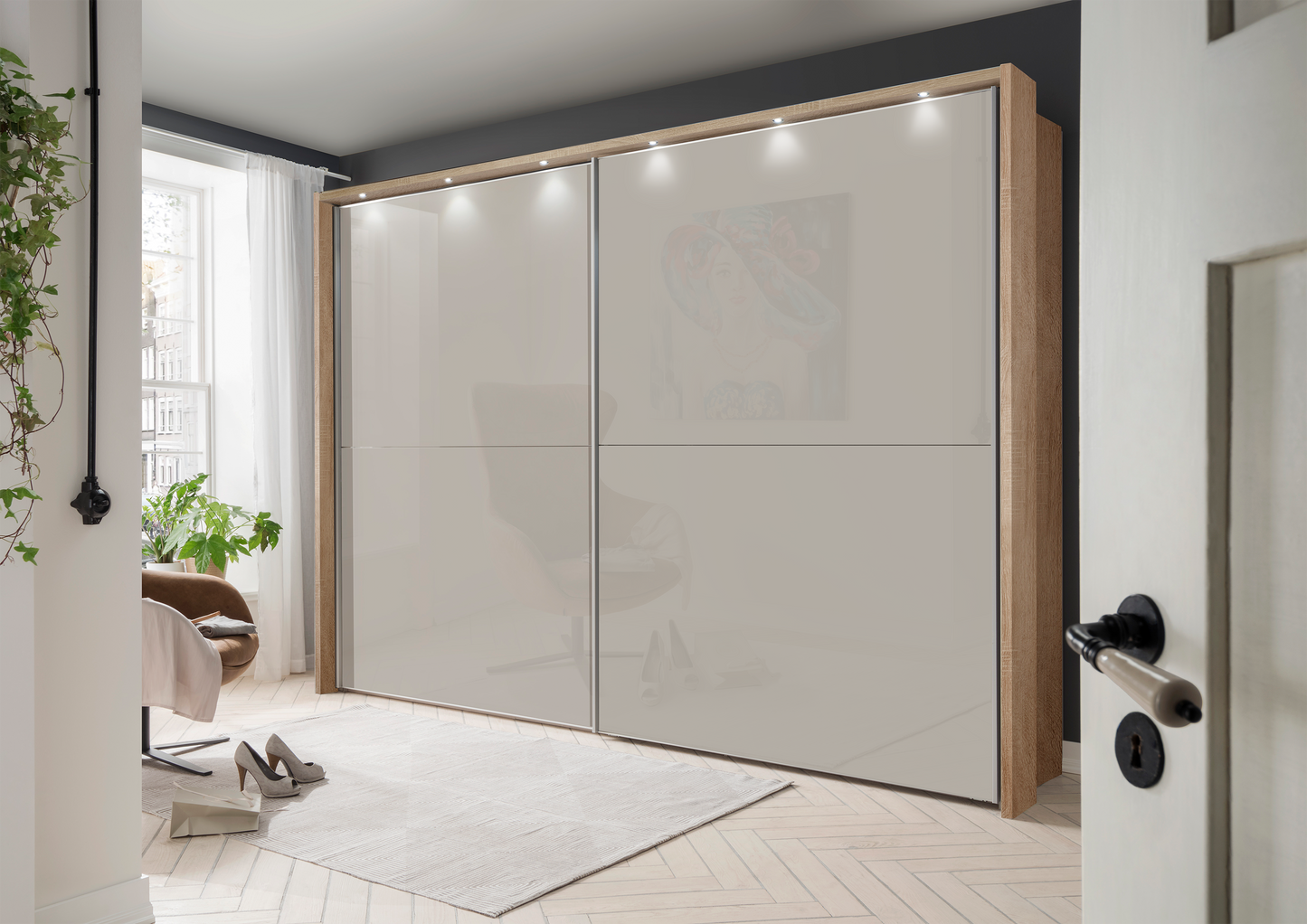 Bermuda Sliding Wardrobe Glass Pebble Grey 300cm