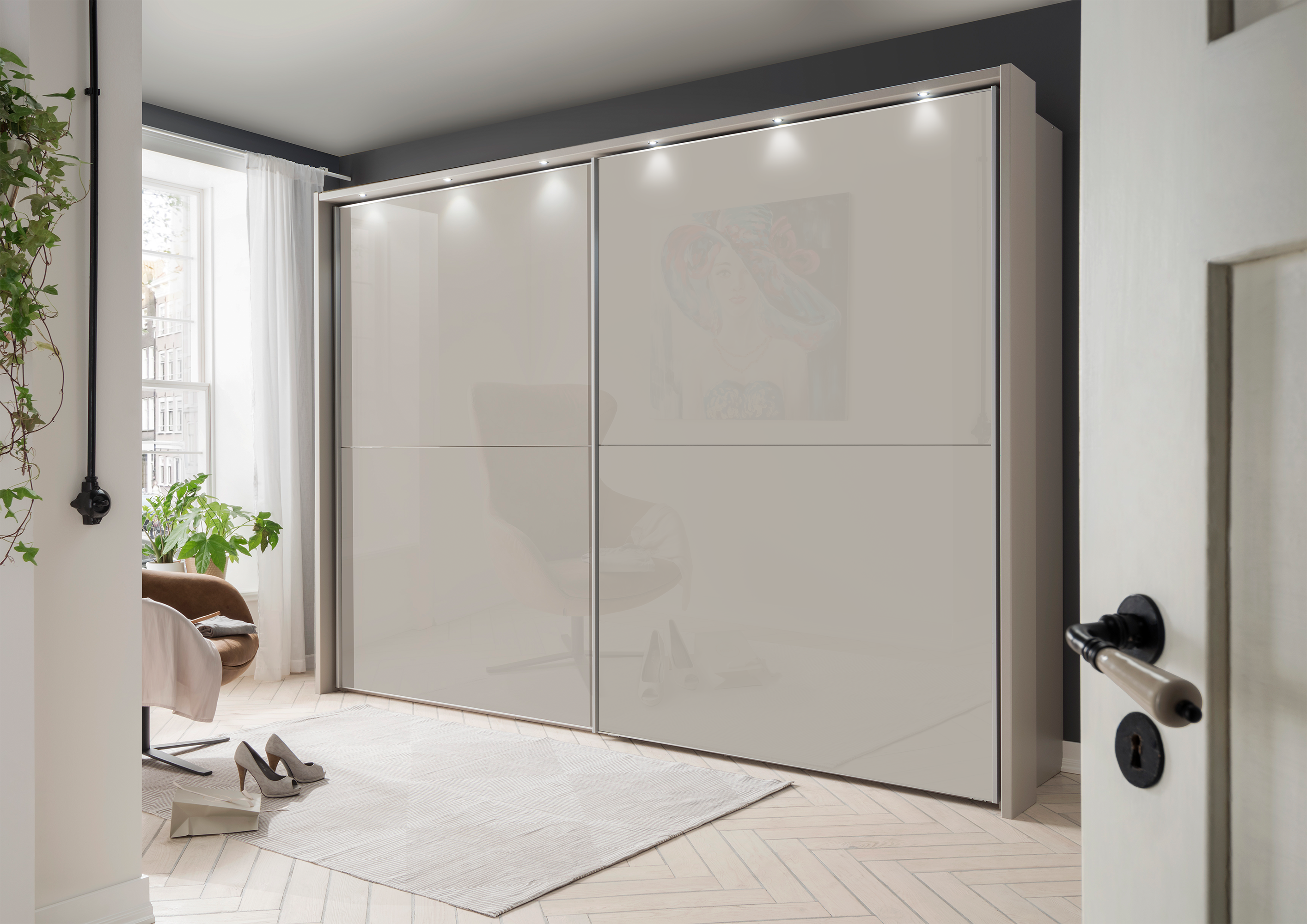 Bermuda Sliding Wardrobe Glass Pebble Grey 150cm