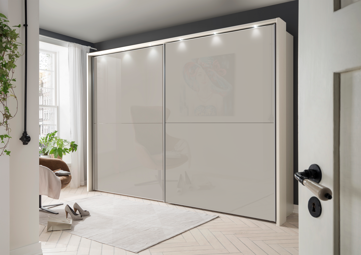 Bermuda Sliding Wardrobe Glass Pebble Grey 300cm