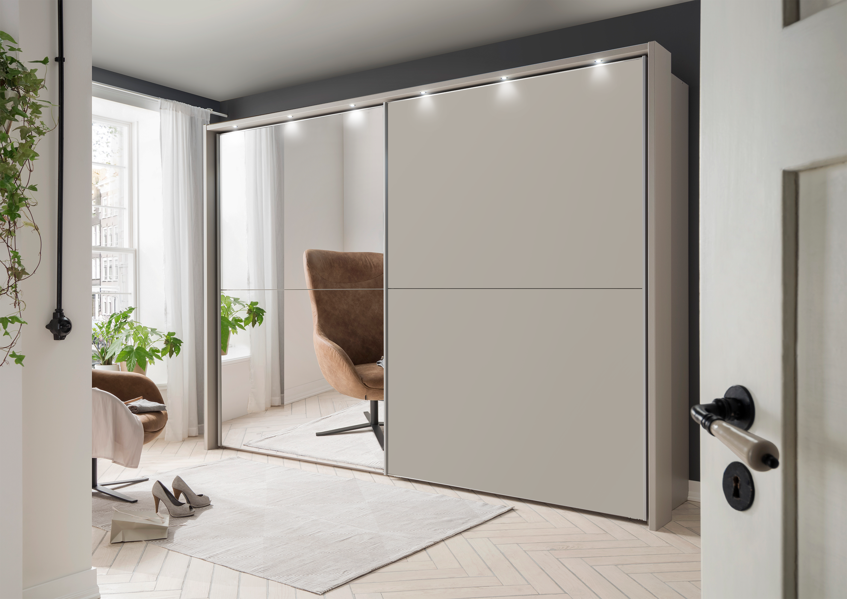 Bermuda Sliding Wardrobe Matte Pebble Grey 150cm