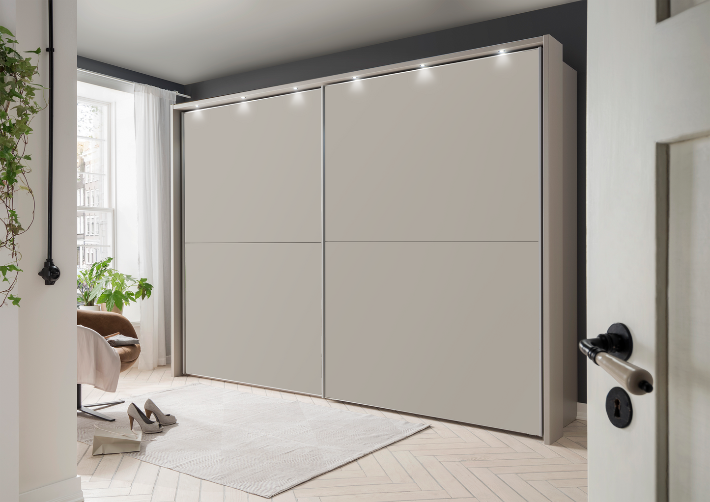 Bermuda Sliding Wardrobe Matte Pebble Grey 200cm