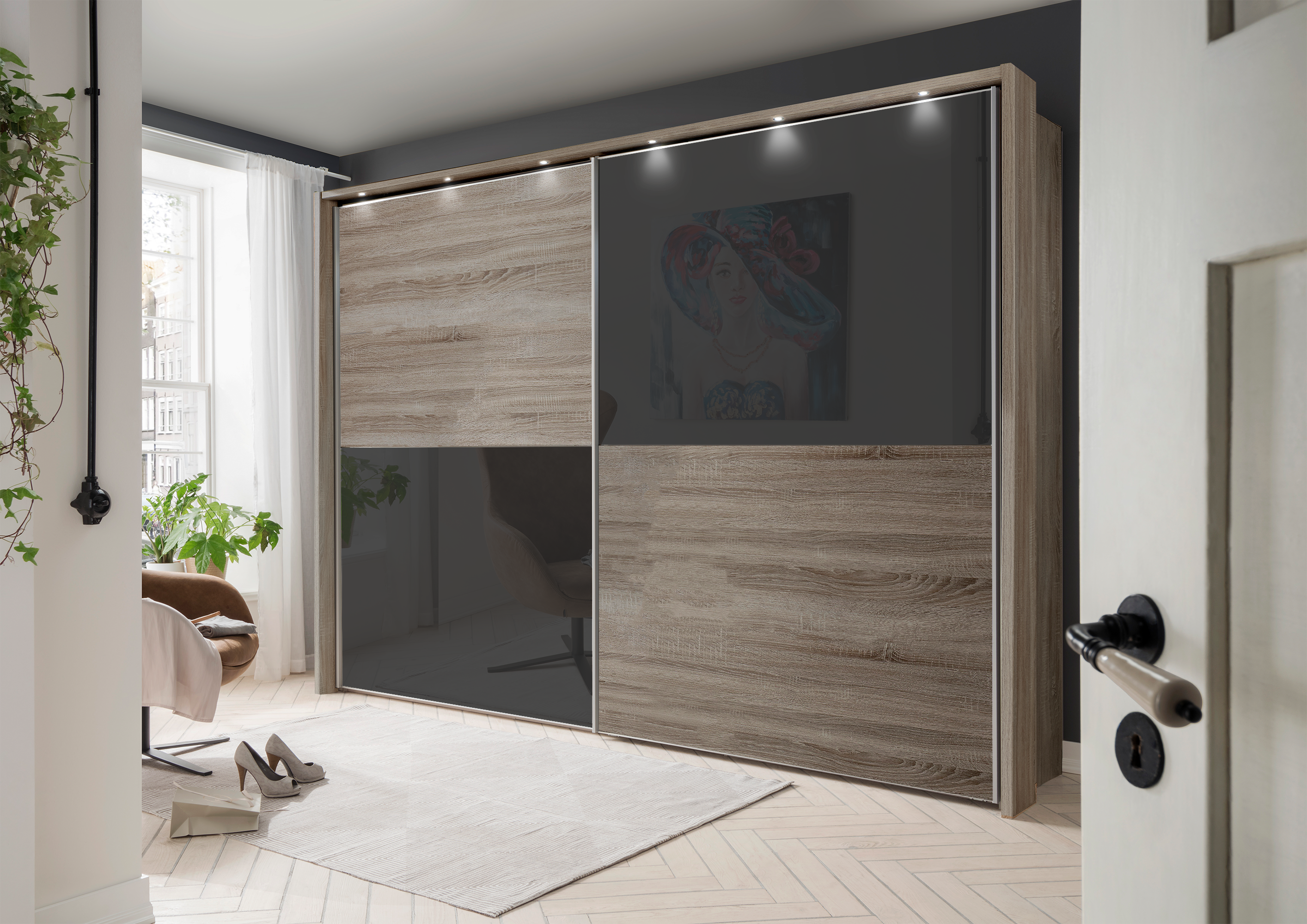 Bermuda II Sliding Wardrobe Matte Graphite 200cm