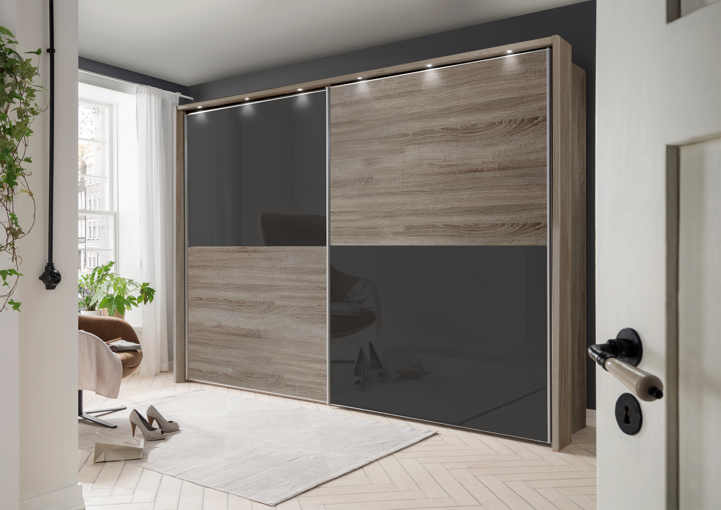 Bermuda II Sliding Wardrobe Glass Graphite 300cm