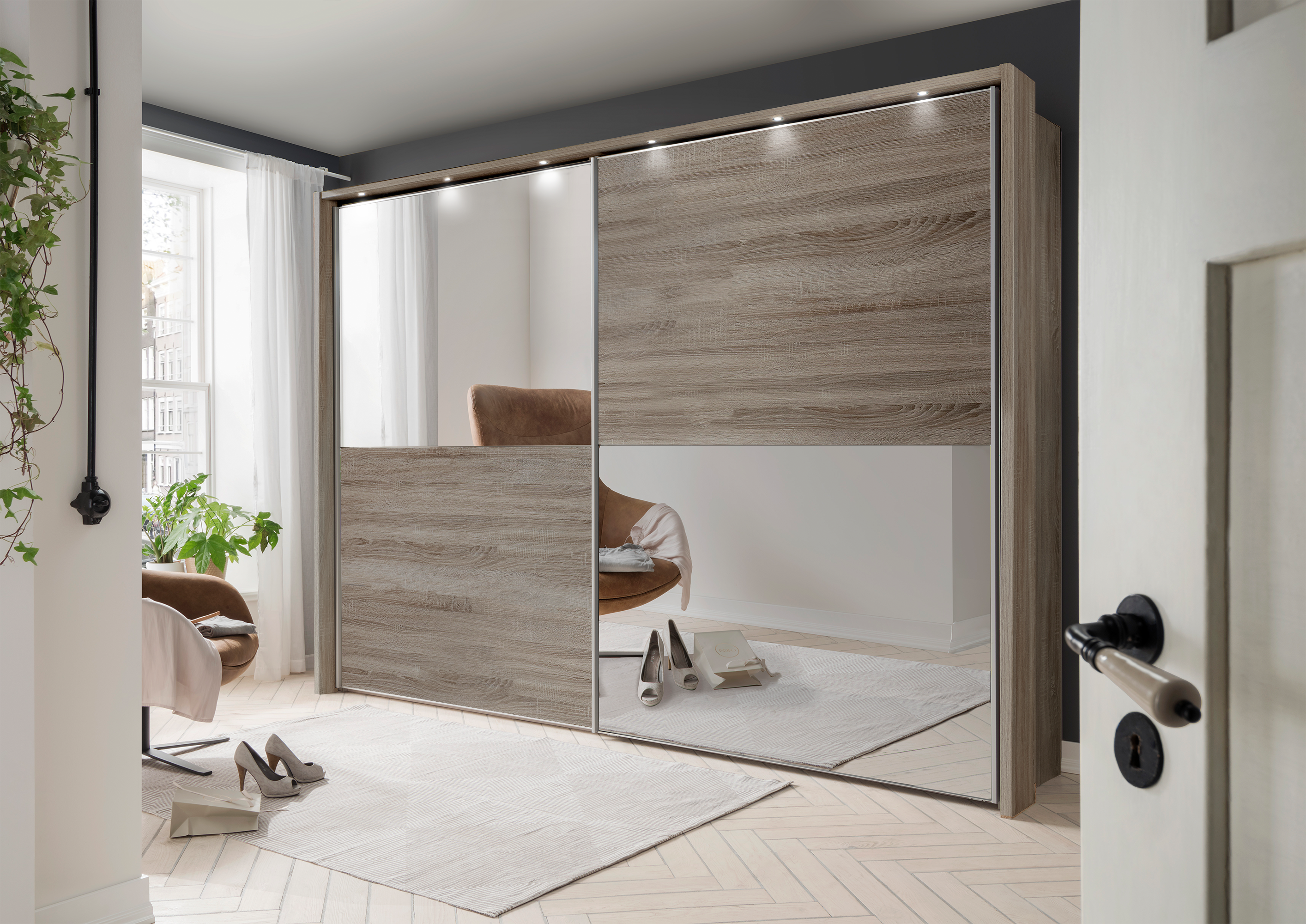 Bermuda II Sliding Wardrobe Dark Rustic Oak 250cm