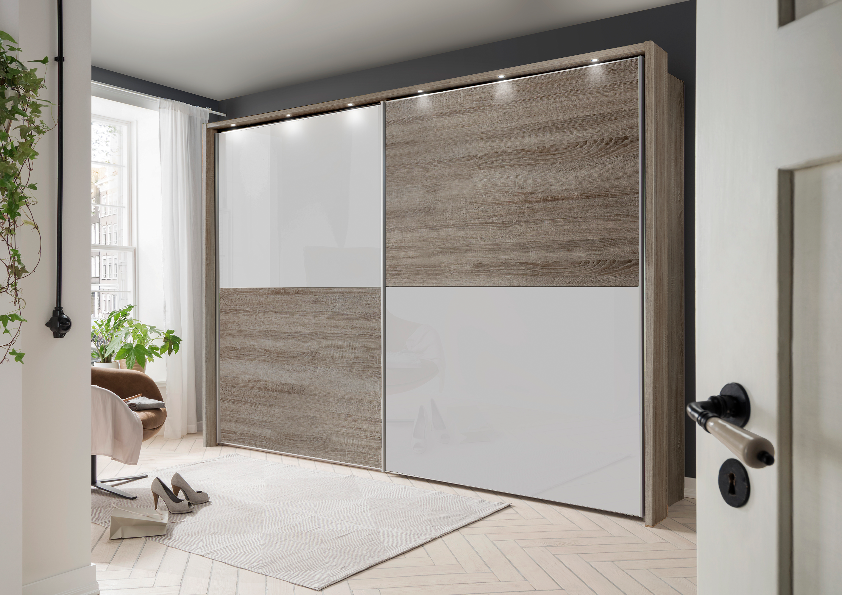 Bermuda II Sliding Wardrobe Glass White 150cm