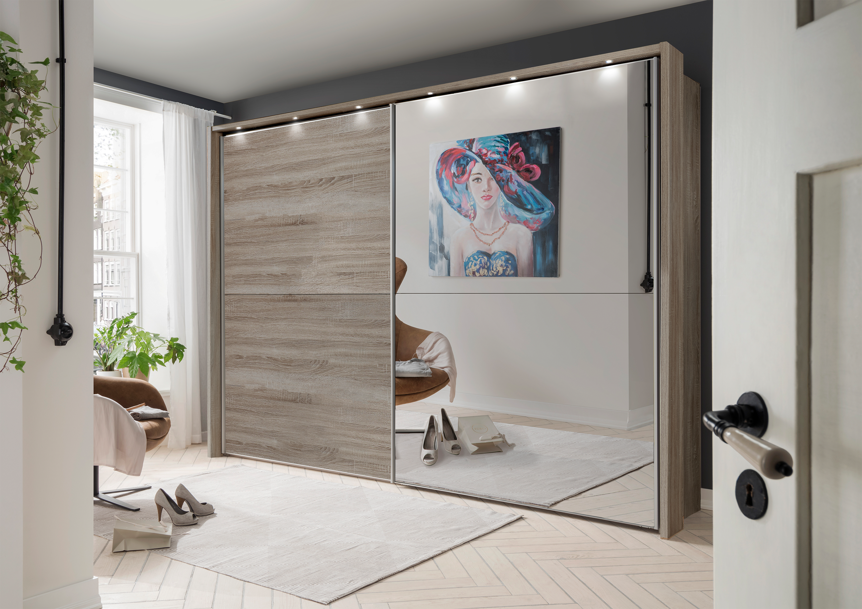 Bermuda Sliding Wardrobe Dark Rustic Oak 200cm