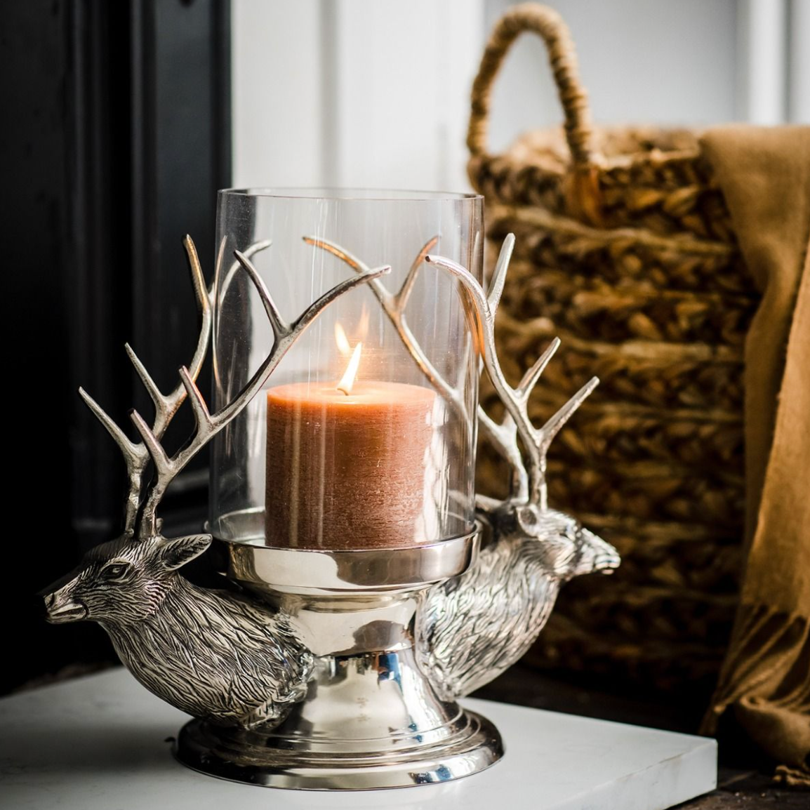 Stag Head Hurricane Lantern