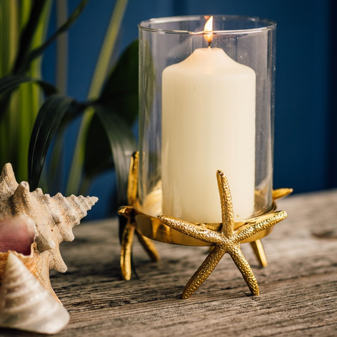 Gold Starfish Hurricane Lantern