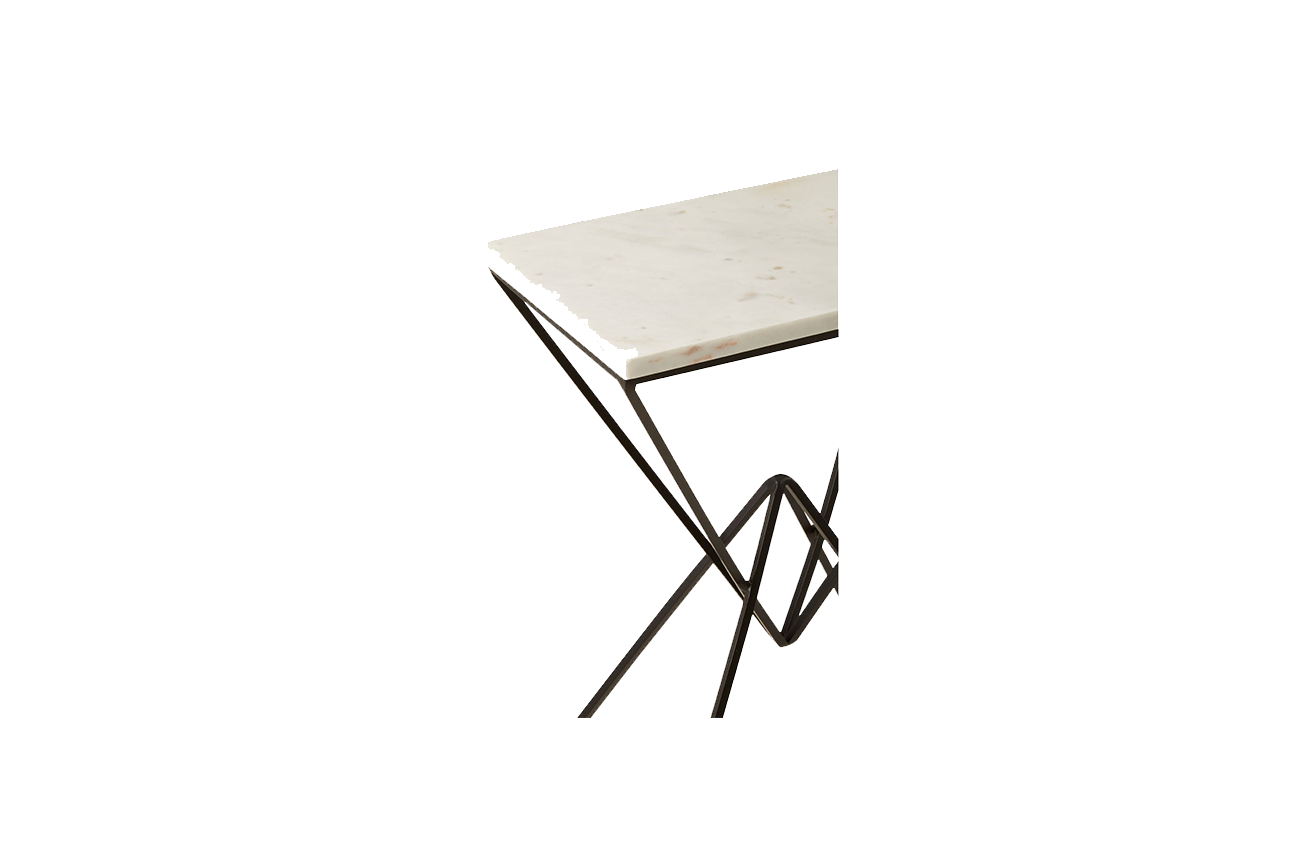 Diamond & White Marble Rectangular Side Table