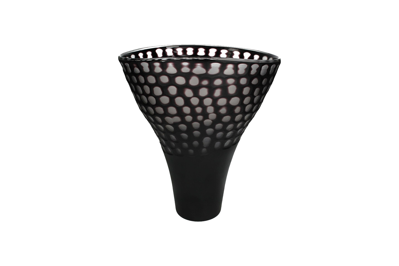 Cantaloupe Black Glass Vase