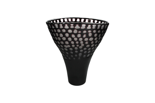 Cantaloupe Black Glass Vase