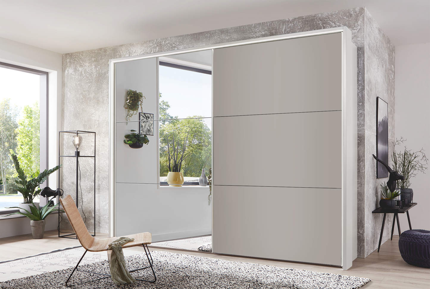 Kadiz Sliding Wardrobe Pebble Grey 200 cm