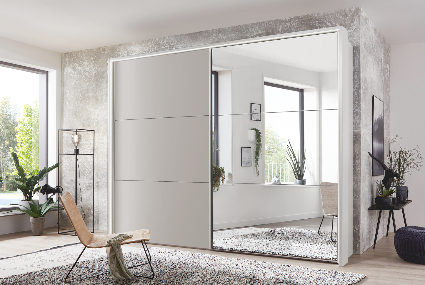 Kadiz Sliding Wardrobe Pebble Grey 200 cm