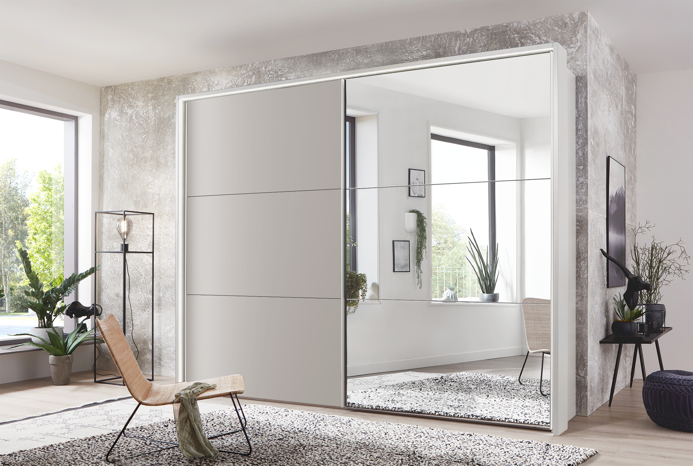 Kadiz Sliding Wardrobe Pebble Grey 250 cm