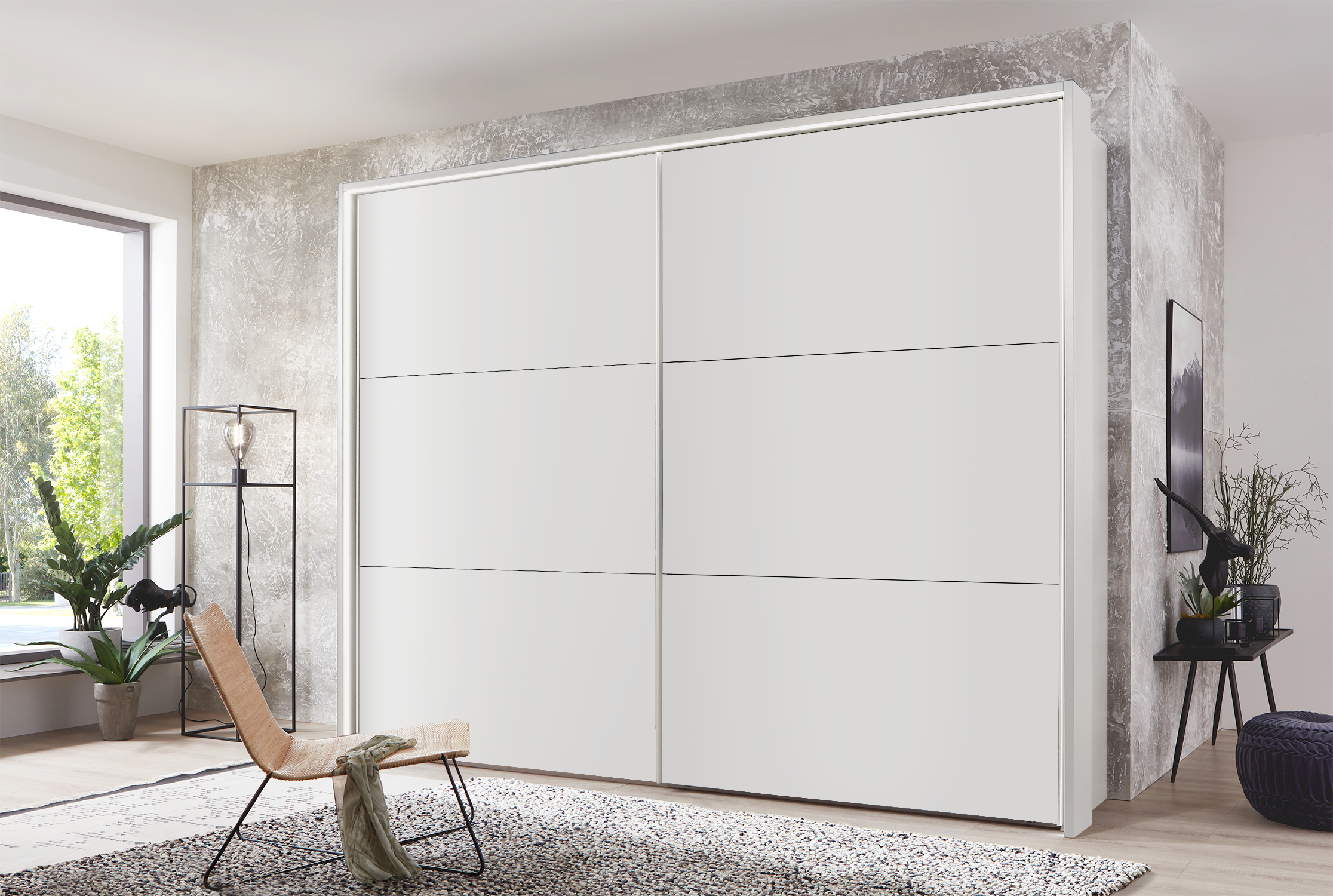 Kadiz Sliding Wardrobe White 250 cm