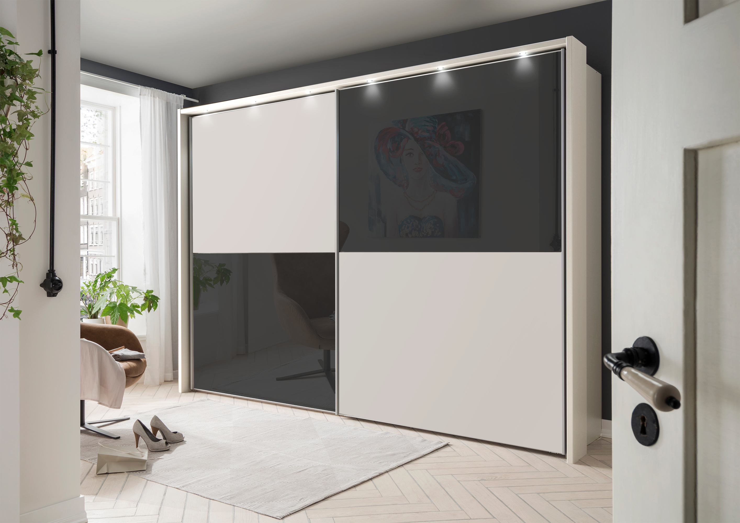 Bermuda II Sliding Wardrobe Matte Graphite 200cm