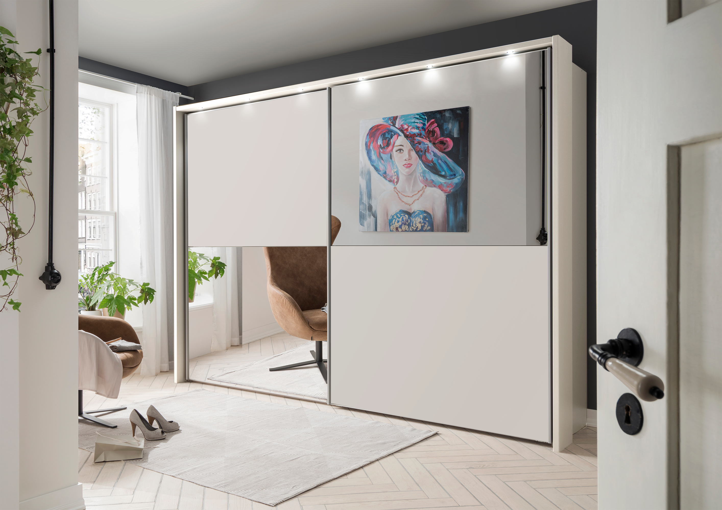 Bermuda II Sliding Wardrobe Matte White 150cm