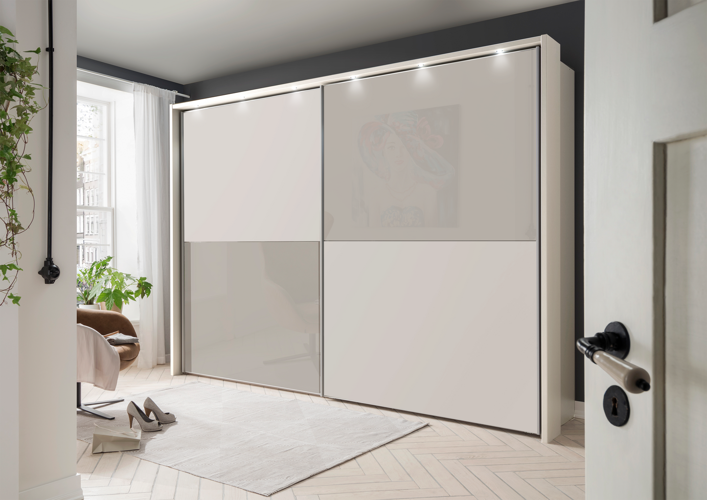 Bermuda II Sliding Wardrobe Glass Pebble Grey 250cm