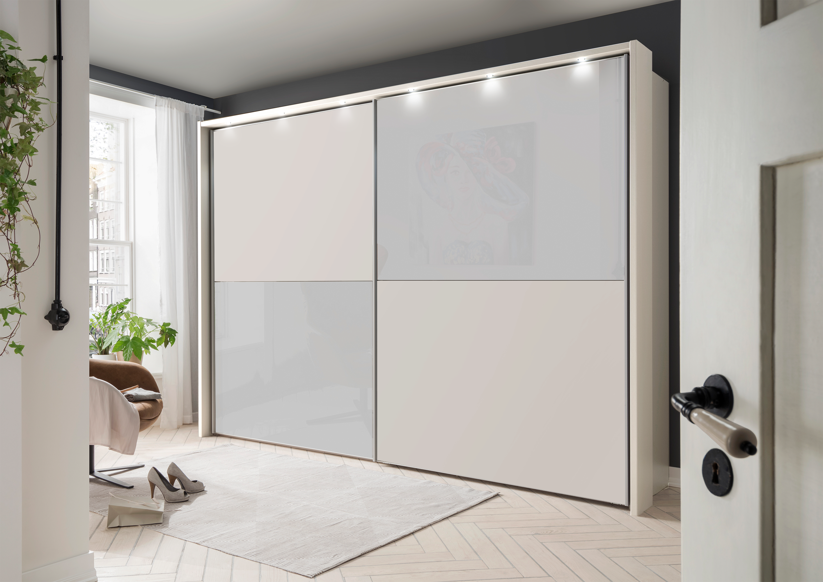 Bermuda II Sliding Wardrobe Glass White 150cm