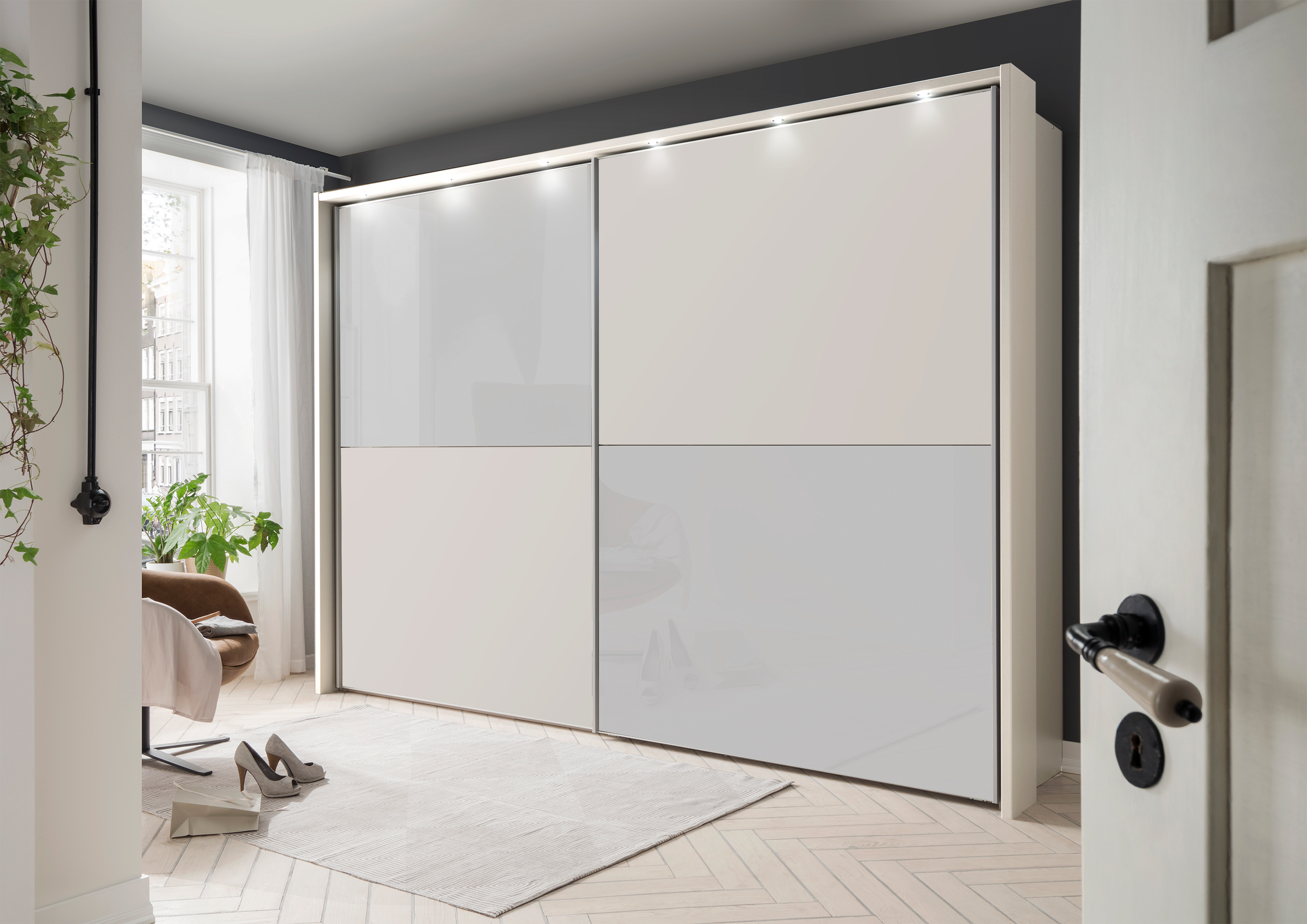Bermuda II Sliding Wardrobe Glass White 150cm
