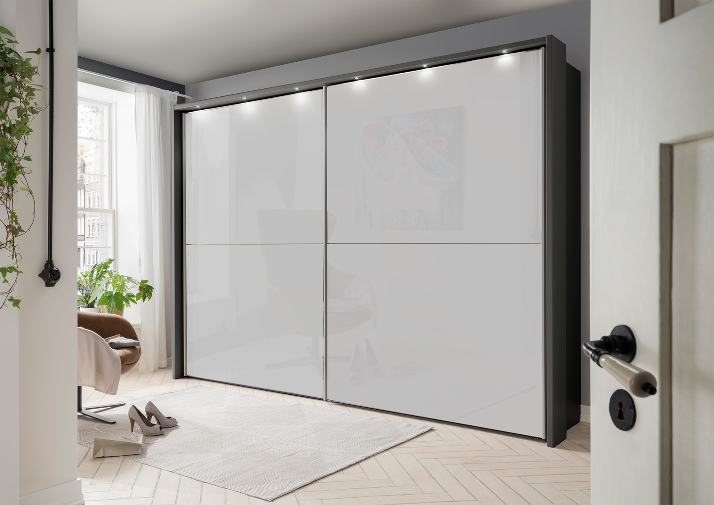 Bermuda Sliding Wardrobe Glass White 150cm