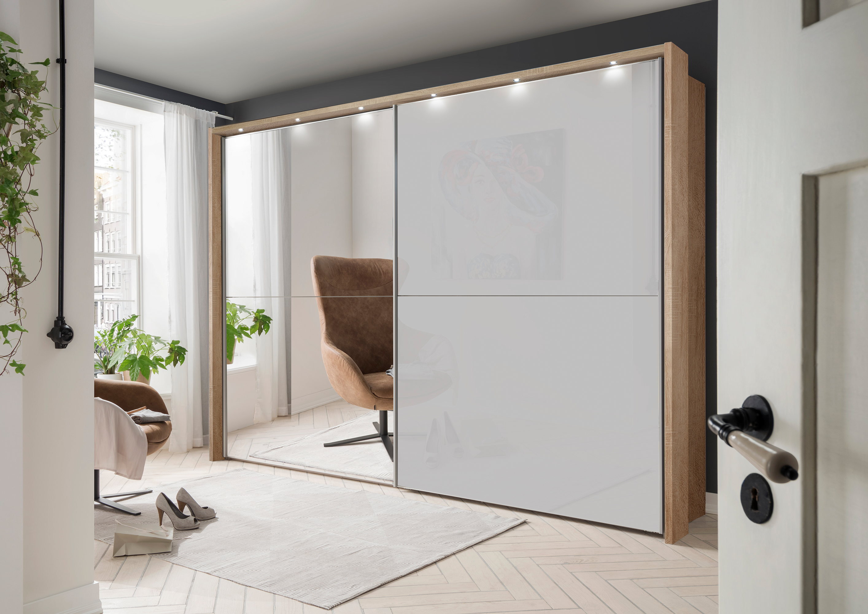 Bermuda Sliding Wardrobe Glass White 250cm