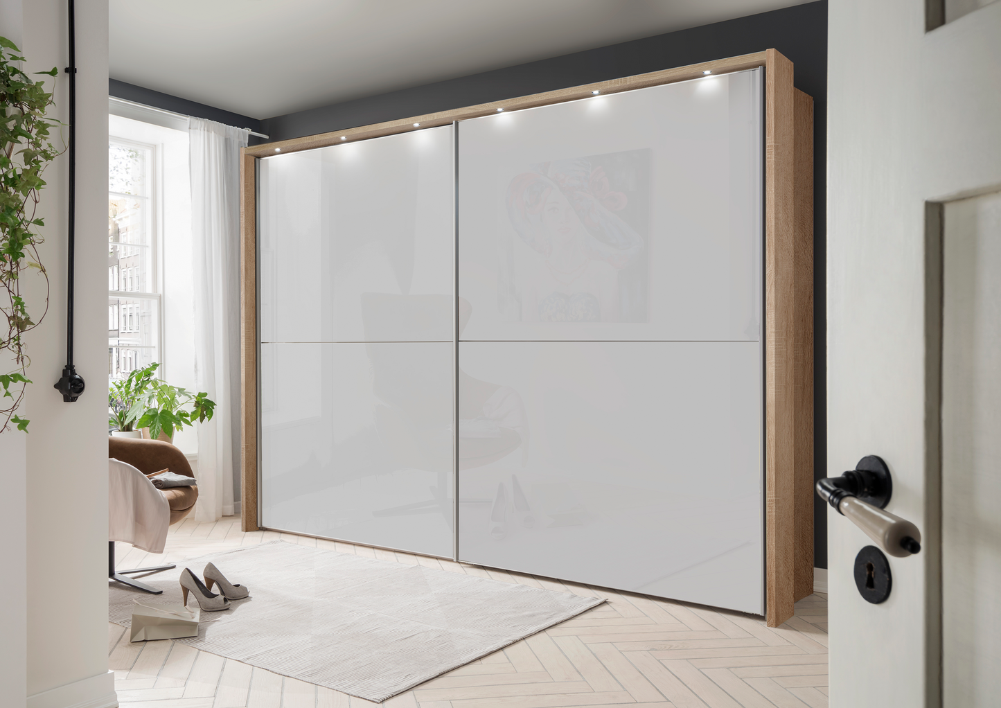 Bermuda Sliding Wardrobe Glass White 200cm