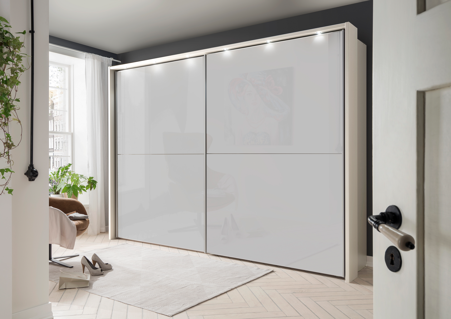 Bermuda Sliding Wardrobe Glass White 150cm