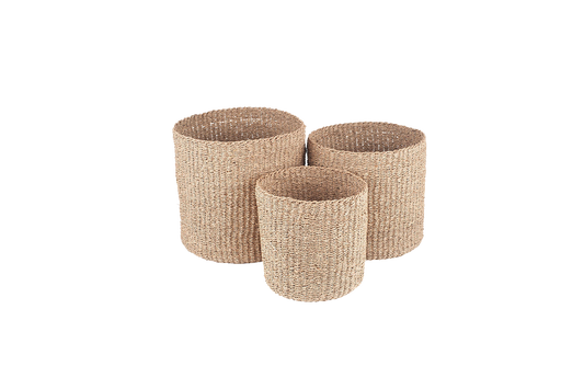 Natural Seagrass Round S/3 Baskets