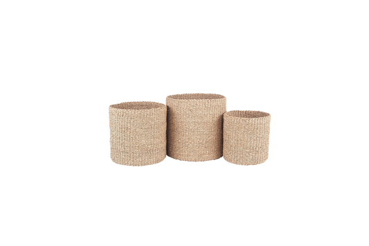 Natural Seagrass Round S/3 Baskets