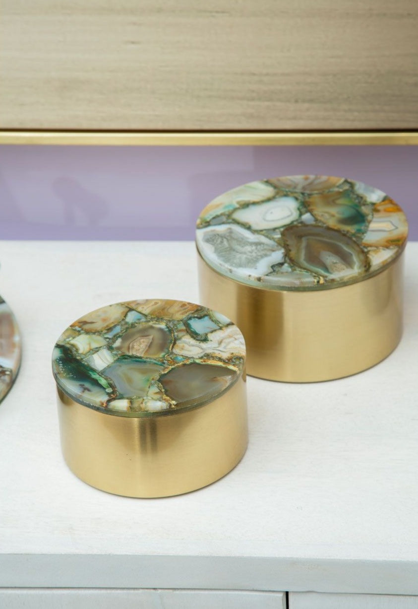 Bowerbird Large Round Trinket Box Green