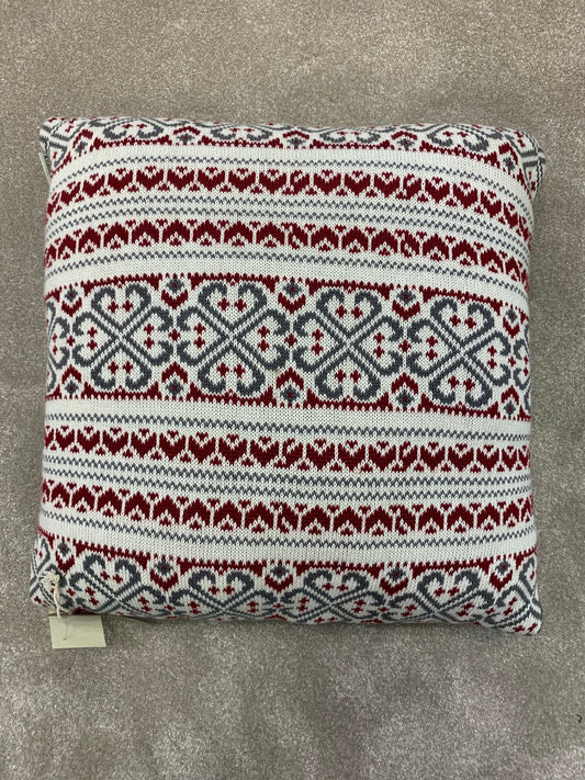 Fairisle Grey & Red Cushion